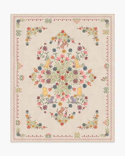 Ruggable Friendship Garden Cream Multicolor Flatwoven Rug In White