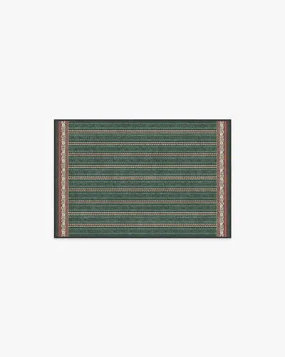 Ruggable Fruit Stripe Spruce Green Flatwoven Rug By Morris & Co.