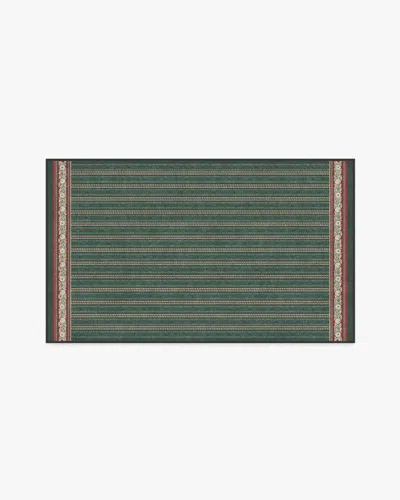 Ruggable Fruit Stripe Spruce Green Flatwoven Rug By Morris & Co. In Multi
