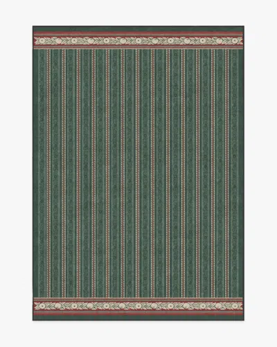 Ruggable Fruit Stripe Spruce Green Flatwoven Rug By Morris & Co. In Multi