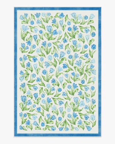 Ruggable Garden Party Blue Flatwoven Rug By Mrs. Alice In Green