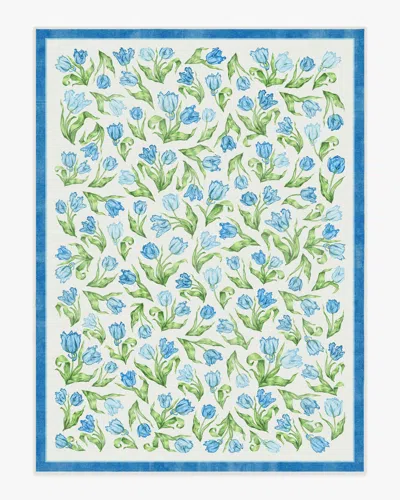 Ruggable Garden Party Blue Flatwoven Rug By Mrs. Alice In Green
