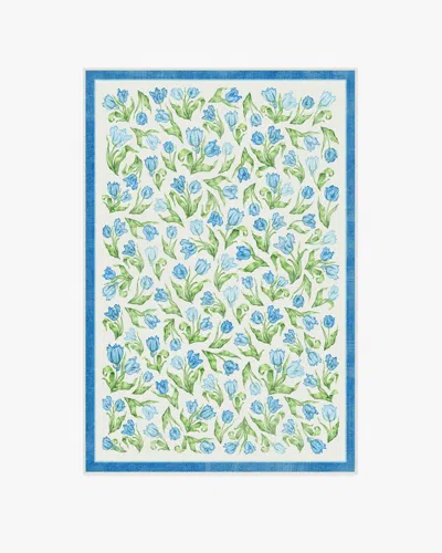 Ruggable Garden Party Blue Flatwoven Rug By Mrs. Alice In White