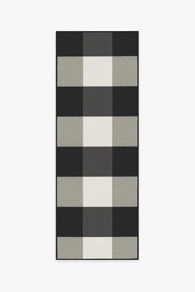 Ruggable Gingham Plaid Black & White Outdoor Rug
