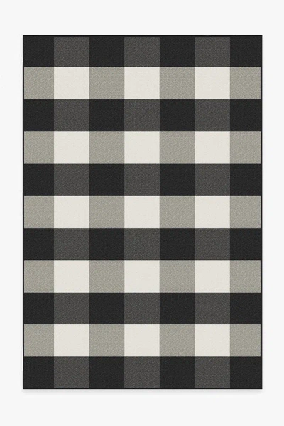 Ruggable Gingham Plaid Black & White Outdoor Rug