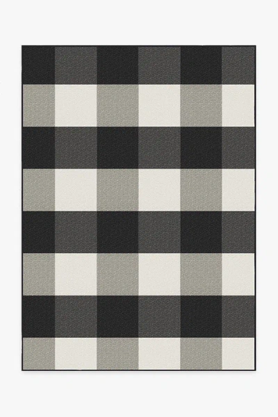 Ruggable Gingham Plaid Black & White Outdoor Rug