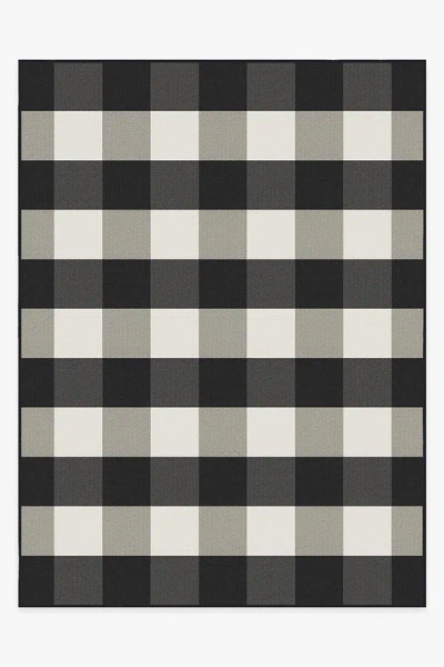 Ruggable Gingham Plaid Black & White Outdoor Rug