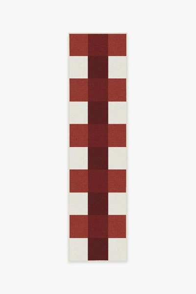 Ruggable Gingham Plaid Red & White Outdoor Rug