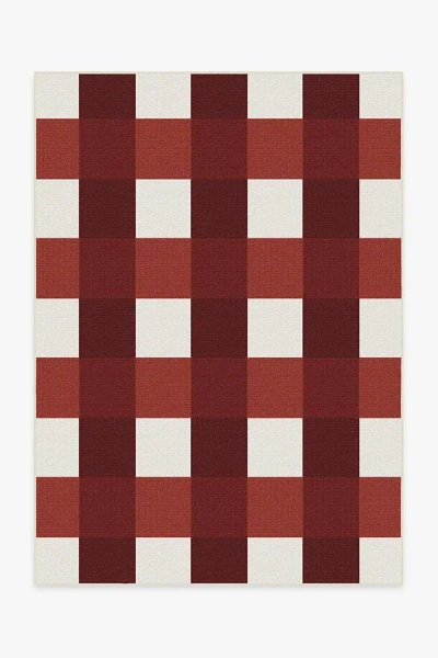 Ruggable Gingham Plaid Red & White Outdoor Rug