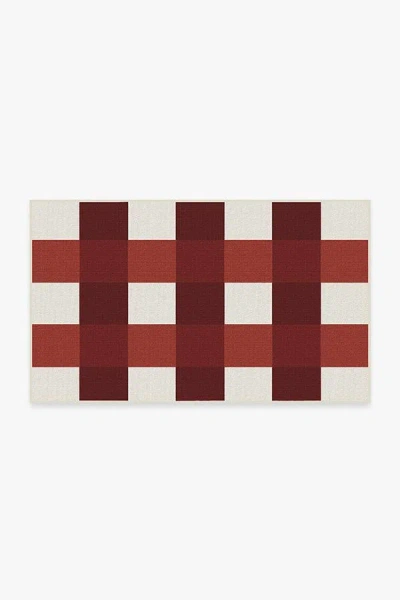 Ruggable Gingham Plaid Red & White Outdoor Rug