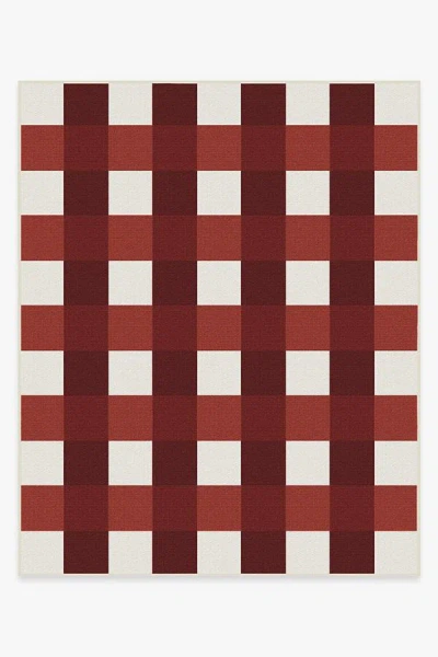 Ruggable Gingham Plaid Red & White Outdoor Rug