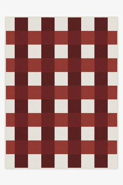 Ruggable Gingham Plaid Red & White Outdoor Rug