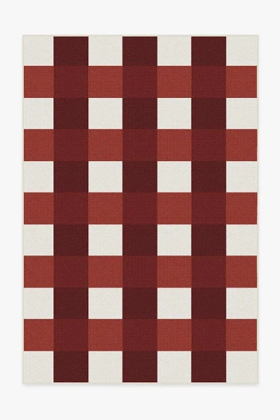 Ruggable Gingham Plaid Red & White Outdoor Rug