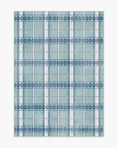 Ruggable Hanover Check Teal Flatwoven Rug By Morris & Co. In Blue