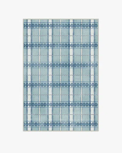 Ruggable Hanover Check Teal Flatwoven Rug By Morris & Co. In Blue