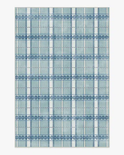 Ruggable Hanover Check Teal Flatwoven Rug By Morris & Co. In Blue