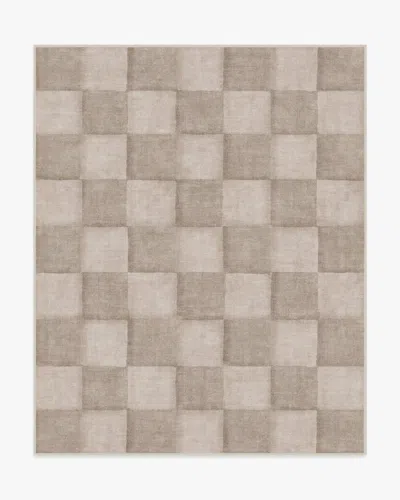 Ruggable Hearth Check Warm Grey Flatwoven Rug In Brown