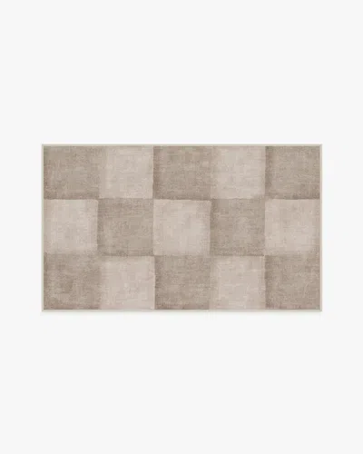 Ruggable Hearth Check Warm Grey Flatwoven Rug In Brown