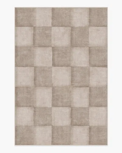 Ruggable Hearth Check Warm Grey Flatwoven Rug In Brown