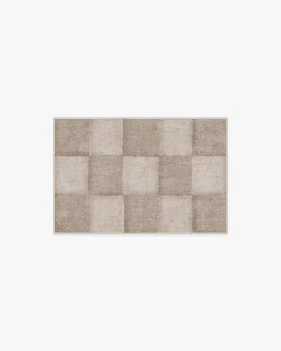 Ruggable Hearth Check Warm Grey Flatwoven Rug In Brown