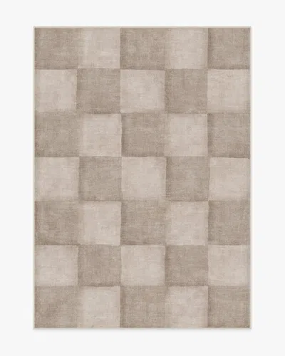 Ruggable Hearth Check Warm Grey Flatwoven Rug In Brown