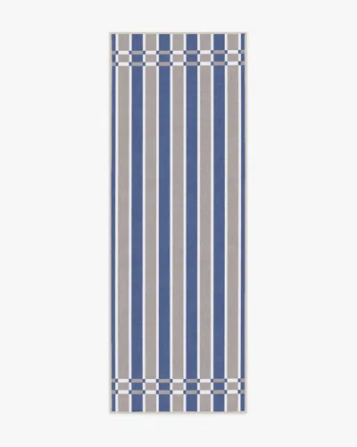 Ruggable Helen Varsity Stripe Taupe & Blue Flatwoven Rug By Humberto Leon