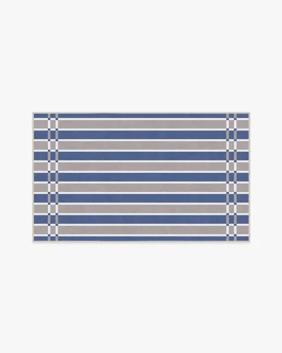 Ruggable Helen Varsity Stripe Taupe & Blue Flatwoven Rug By Humberto Leon