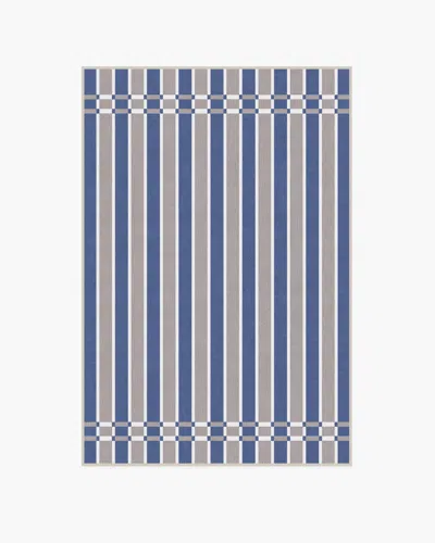 Ruggable Helen Varsity Stripe Taupe & Blue Flatwoven Rug By Humberto Leon