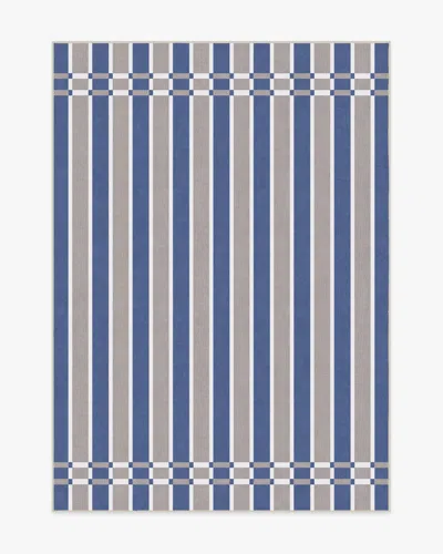 Ruggable Helen Varsity Stripe Taupe & Blue Flatwoven Rug By Humberto Leon