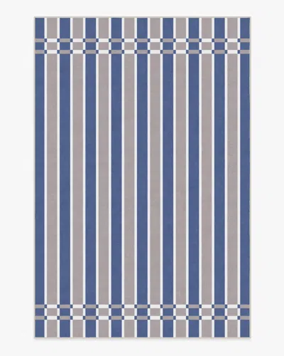 Ruggable Helen Varsity Stripe Taupe & Blue Flatwoven Rug By Humberto Leon