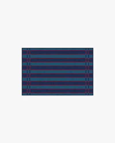 Ruggable Helen Varsity Stripe Teal & Navy Flatwoven Rug By Humberto Leon In Blue