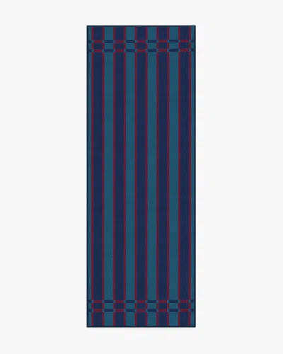 Ruggable Helen Varsity Stripe Teal & Navy Flatwoven Rug By Humberto Leon In Blue