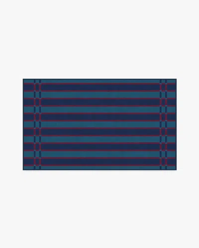 Ruggable Helen Varsity Stripe Teal & Navy Flatwoven Rug By Humberto Leon In Blue