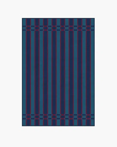 Ruggable Helen Varsity Stripe Teal & Navy Flatwoven Rug By Humberto Leon In Blue