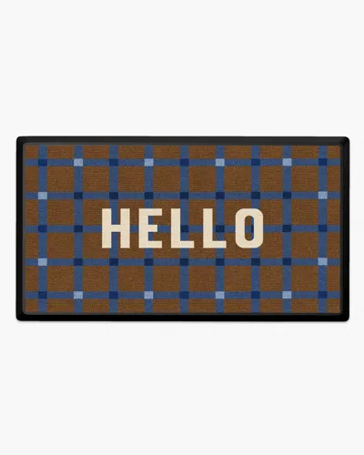 Ruggable Hello Plaid Blue Large Doormat In Multi