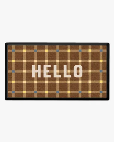 Ruggable Hello Plaid Yellow Large Doormat In Brown