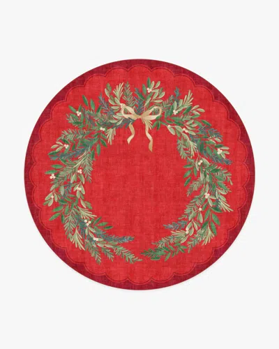 Ruggable Holiday Wreath Red Flatwoven Rug By The Hiltons