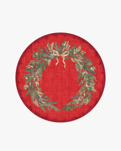 Ruggable Holiday Wreath Red Flatwoven Rug By The Hiltons