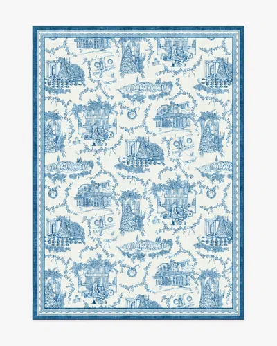 Ruggable Home Sweet Home Toile Ivory & Navy Flatwoven Rug By The Hiltons In Blue