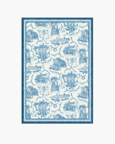 Ruggable Home Sweet Home Toile Ivory & Navy Flatwoven Rug By The Hiltons In Blue