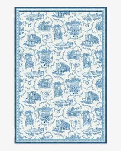 Ruggable Home Sweet Home Toile Ivory & Navy Flatwoven Rug By The Hiltons In Blue