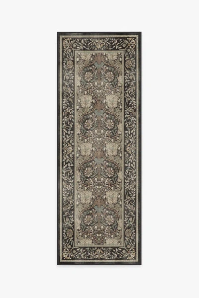 Ruggable Honeysuckle & Tulip Dark Wood Flatwoven Rug By Morris & Co. In Black