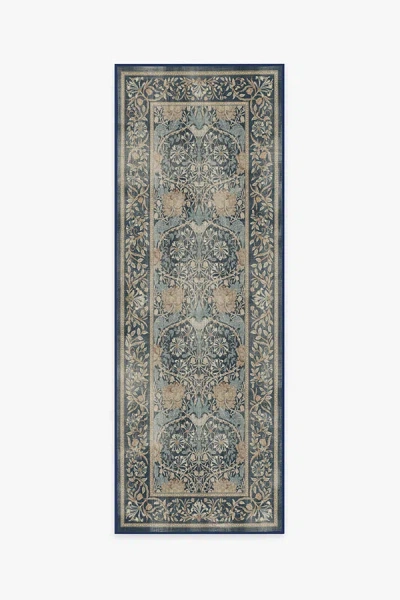 Ruggable Honeysuckle & Tulip Indigo Flatwoven Rug By Morris & Co. In Blue