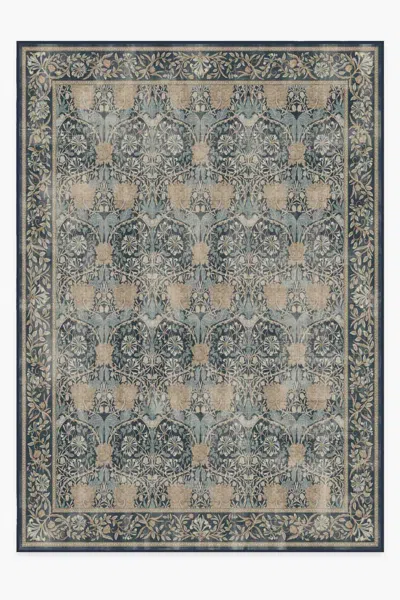 Ruggable Honeysuckle & Tulip Indigo Flatwoven Rug By Morris & Co. In Blue