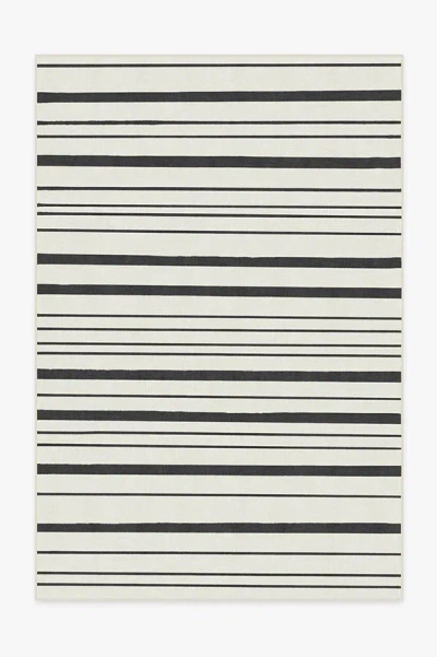 Ruggable Hudson Stripe Black Flatwoven Rug In White