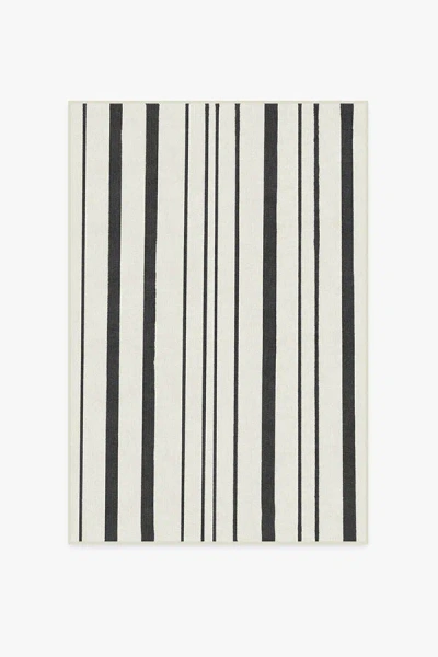 Ruggable Hudson Stripe Black Flatwoven Rug In White