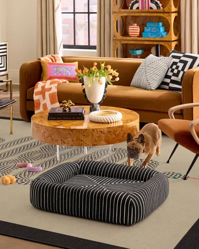 Ruggable Inkdrop Charcoal Woven Bolster Pet Bed By Jonathan Adler In Gray