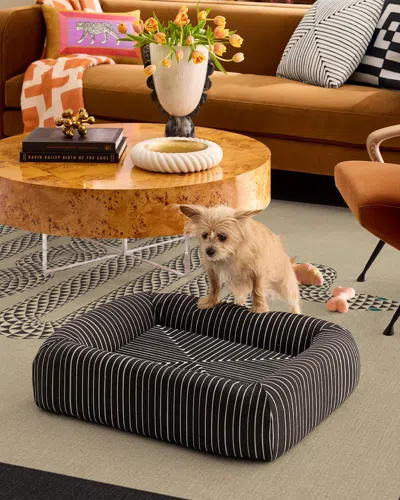 Ruggable Inkdrop Charcoal Woven Bolster Pet Bed By Jonathan Adler In Gray