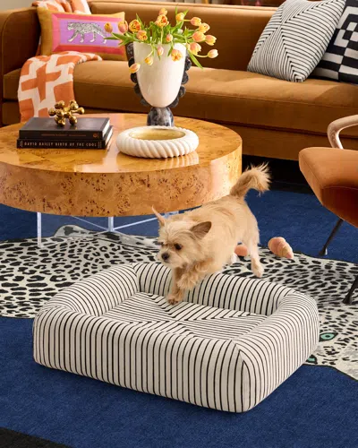 Ruggable Inkdrop Ivory Woven Bolster Pet Bed By Jonathan Adler In White