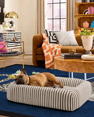 Ruggable Inkdrop Ivory Woven Bolster Pet Bed By Jonathan Adler In White